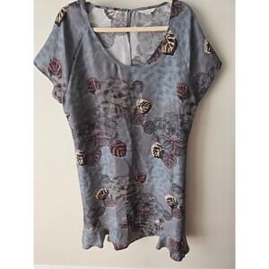 Garnet Hill Women's Gray Floral Silk Tunic‎ Dress Size 18